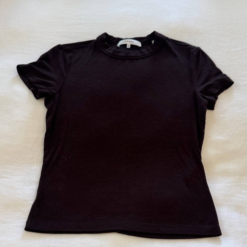 Frame Denim Black Short Sleeve Crewneck Tee